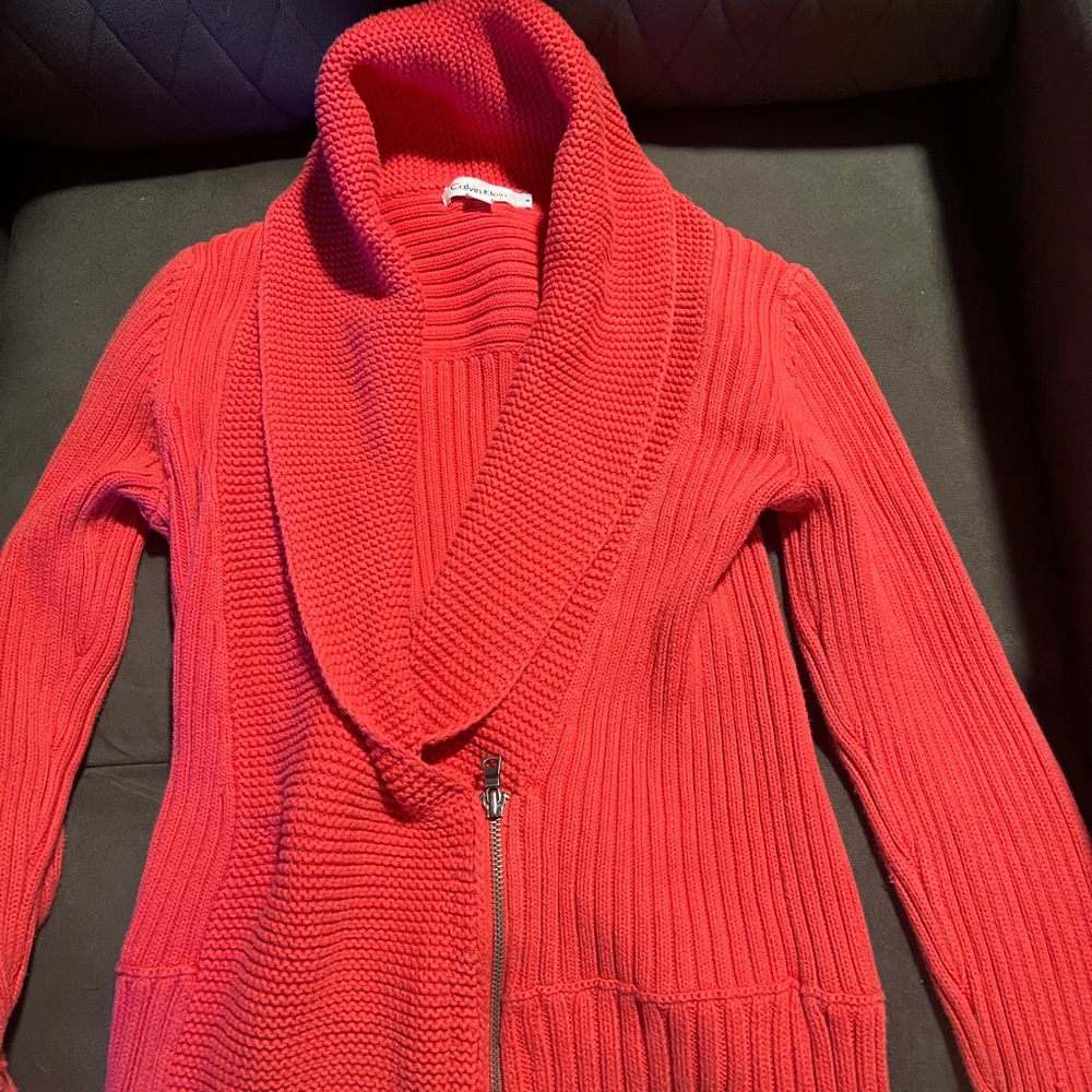 Red Shawl Collar Sweater